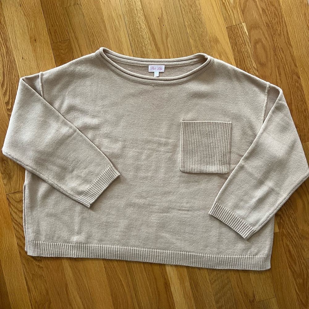 Pink Lily Tan Sweater, size small